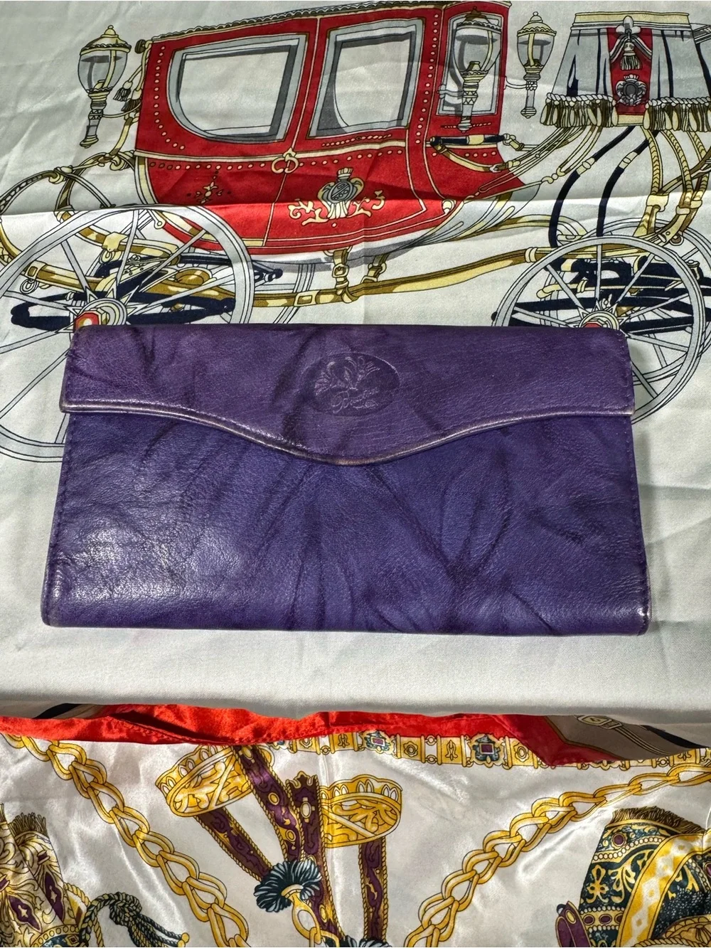 Buxton Purple Leather Envelope Clutch